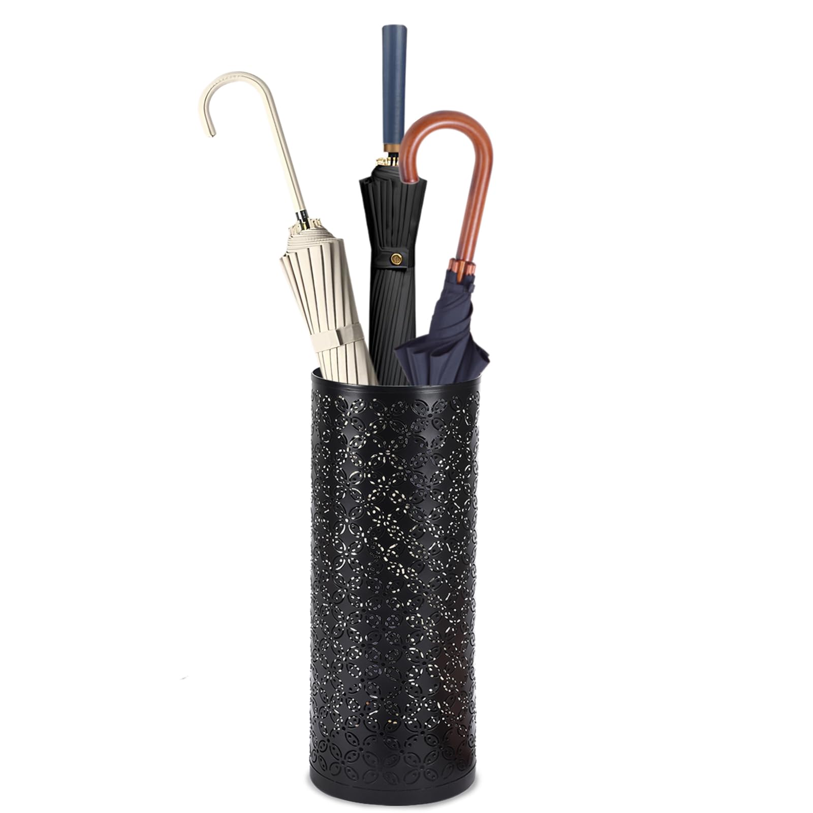 Metal Round Umbrella Stand Rack,Free Standing Umbrella Holder Bin, Canes Walking Sticks Holder for Entryway, Home, Office (Round)
