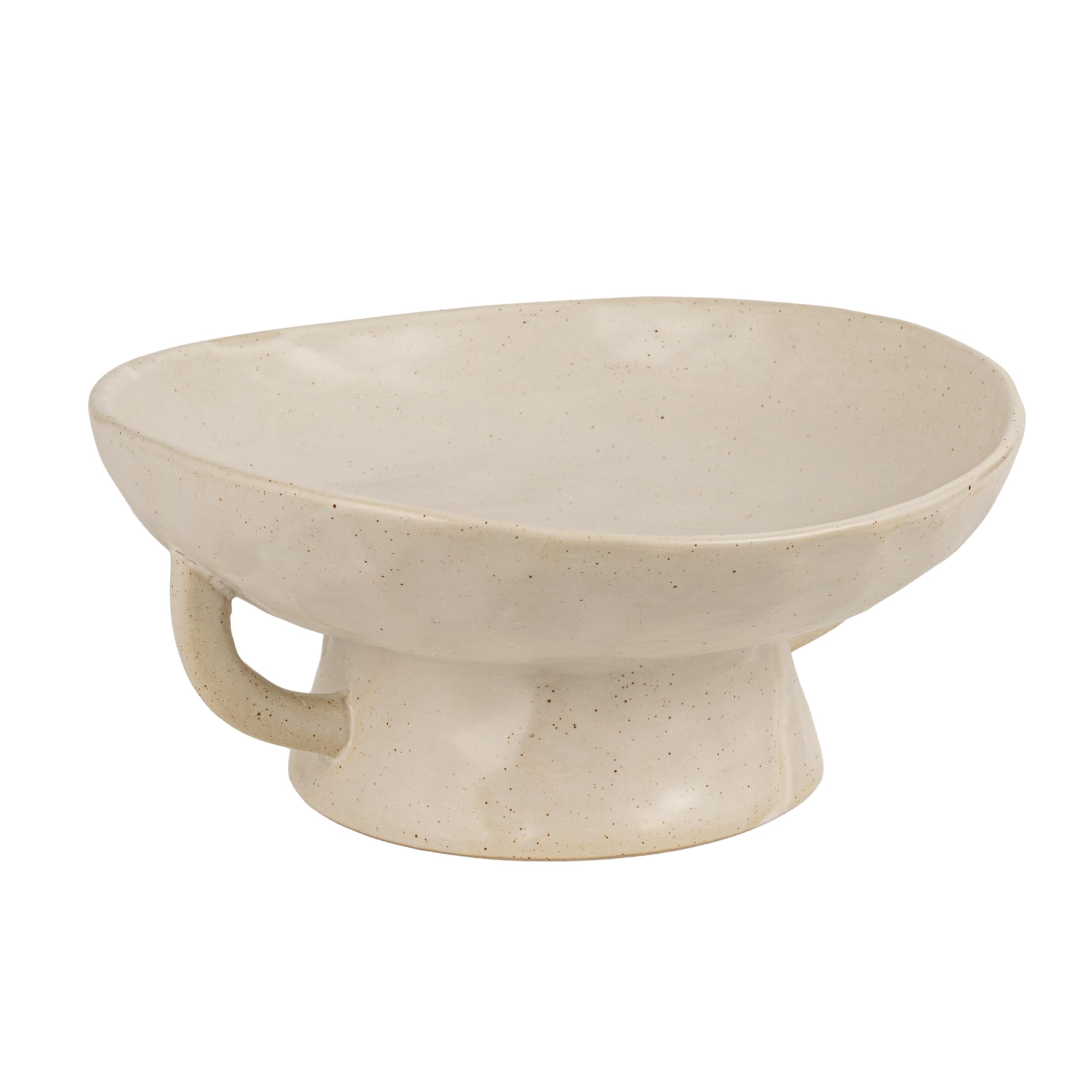 Creative Co-Op Stoneware Bowl with Handle and Base, Black Reactive Glaze