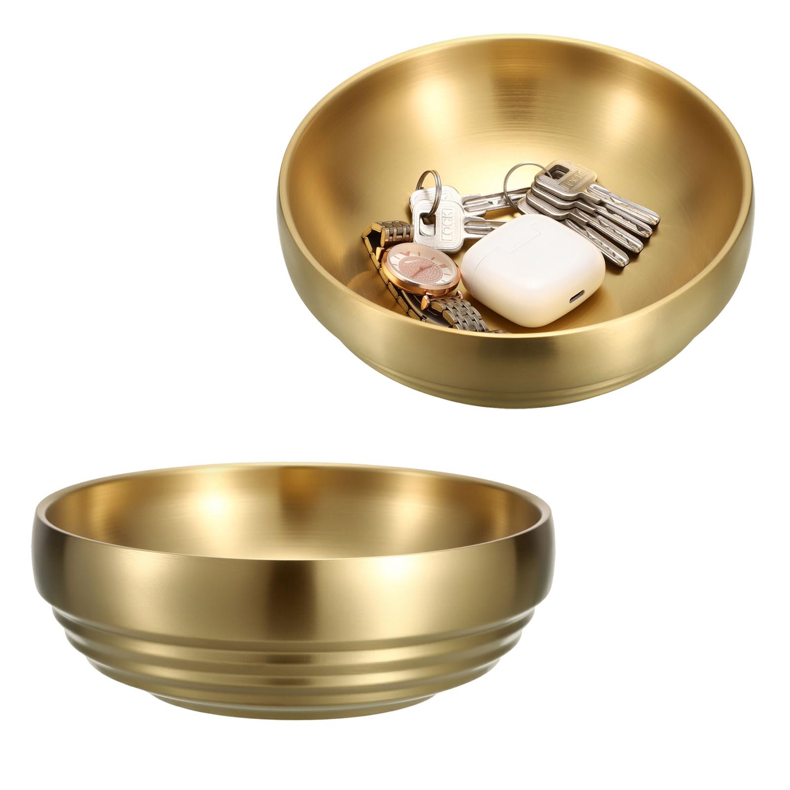Key Bowl for Entryway Table Decorative Key Dish for Organizing Tabletop Catch All Bowl Gold Fruit Bowls for Kitchen Counter, Coffee Table,7.4 Inches