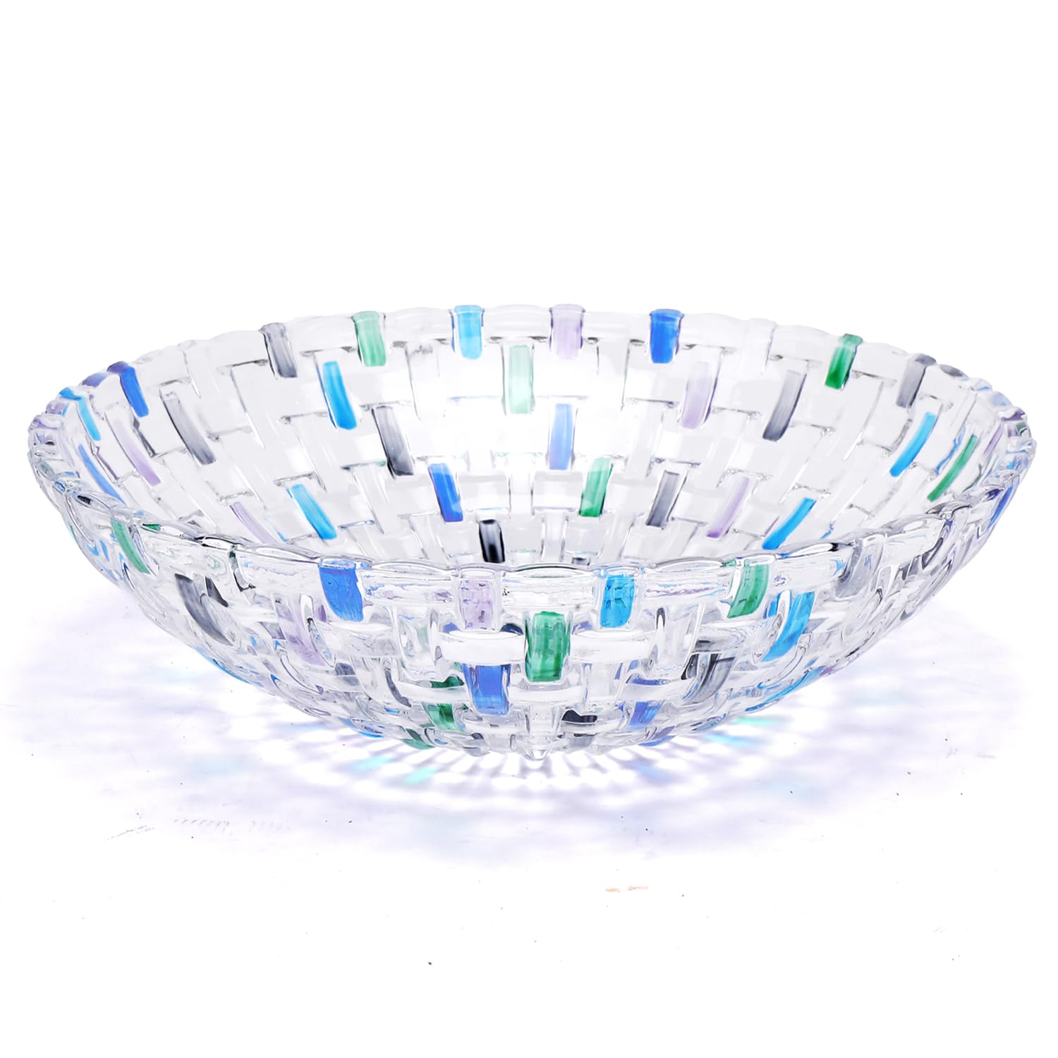 MAGCOLOR Hand Painted Colorful Woven Glass Crystal Salad & Fruit Bowl Decoration,Centerpiece For Home,Office,Wedding Decor, Fruit, Snack, Dessert, Server