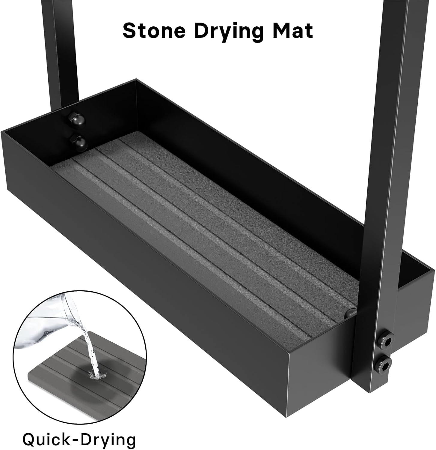 Umbrella Stand with Drying Stone, Steel Umbrella Holder Rack, Organizer for Entryway, Mudrooms, Office, Black