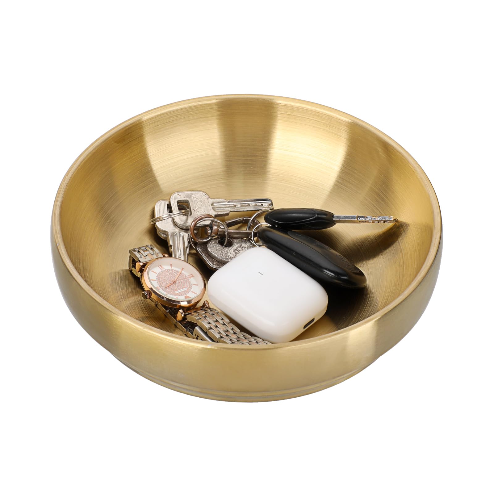 Key Bowl for Entryway Table Decorative Key Dish for Organizing Tabletop Catch All Bowl Gold Fruit Bowls for Kitchen Counter, Coffee Table,7.4 Inches