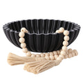 Decorative Bowl With Beads for Home Decor - Large Decorative Fruit Bowls for Candy - Scalloped Ruffle Centerpiece key Bowl - Morden Round 10" Aesthetic Coffee Entry Table Decor (White)