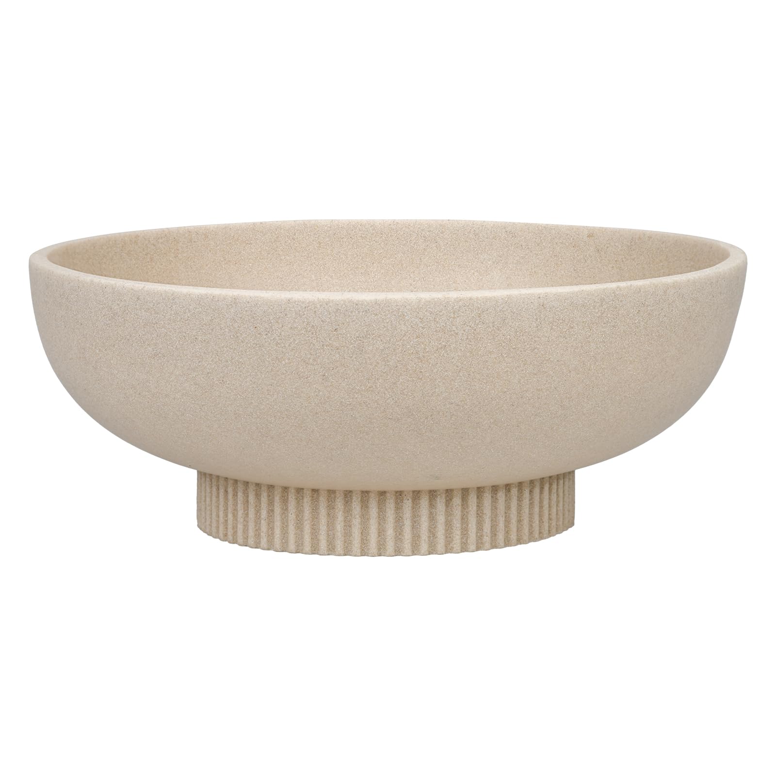 Deobath Large Resin Pedestal Decorative Bowl - Modern Handicraft Bowls for Home Decor - Fruit Bowl for Kitchen Counter - Key Bowl for Entryway Table,Artificial Stone Beige