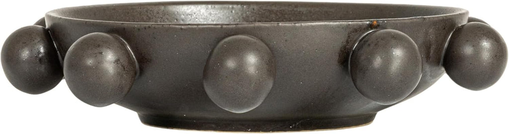 Bloomingville 9.75 Inches Stoneware Bowl with Orbs and Reactive Glaze, Black