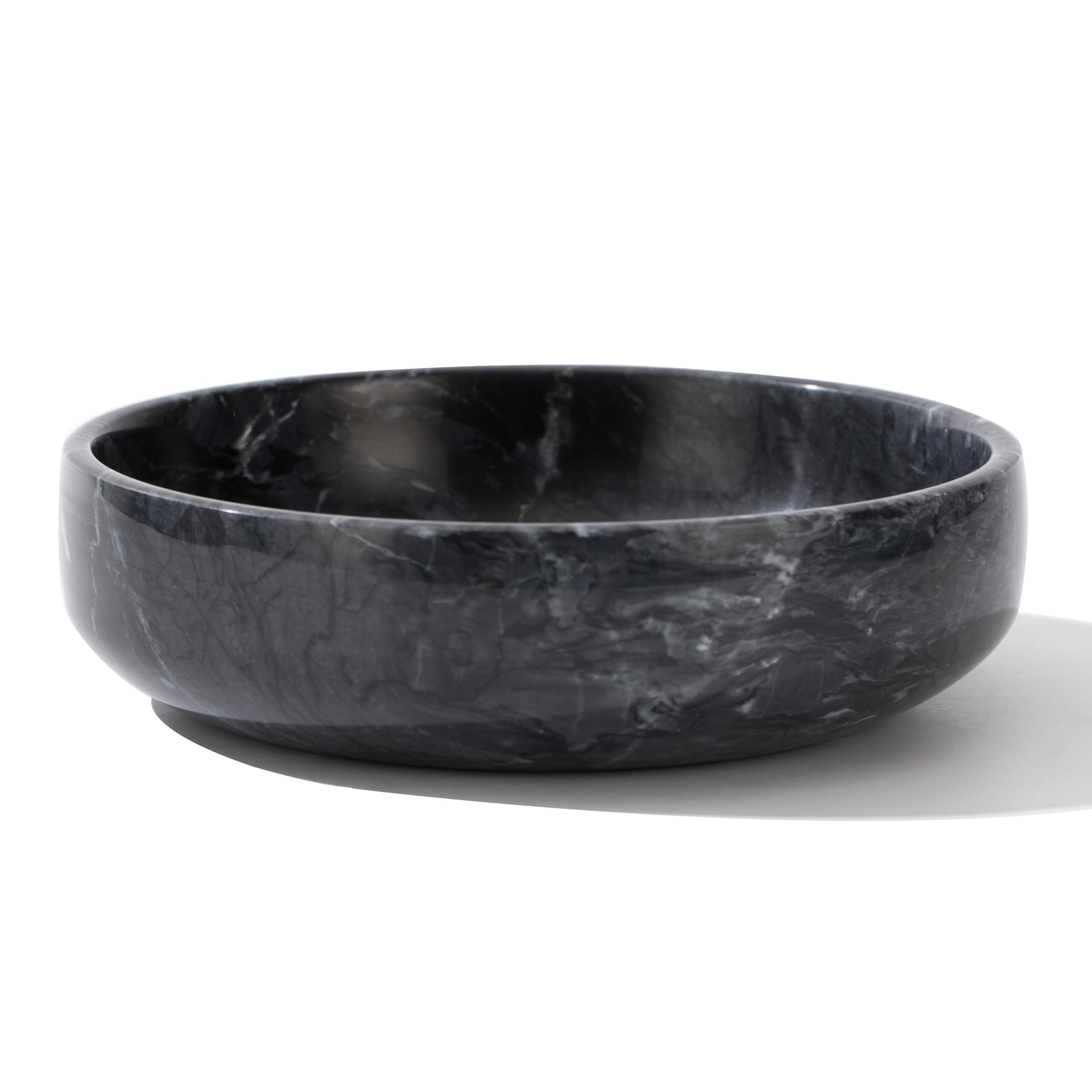 6.7" Large Decorative Bowl, Natural Marble Decorative Bowls for Home Decor, Key Bowl, Candy Bowl, Smudge Bowl, Coffee Tables Centerpiece (Natural Black)