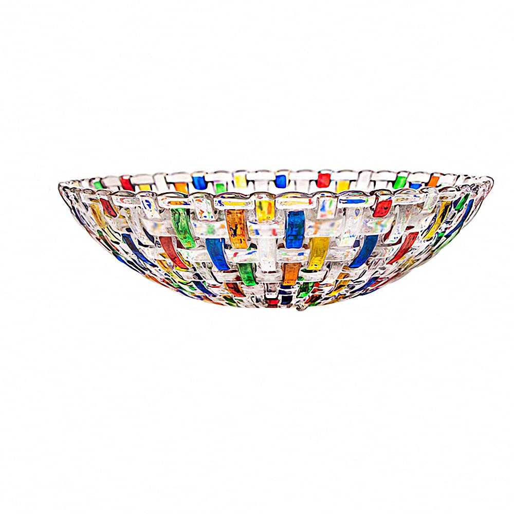 MAGCOLOR Hand Painted Colorful Woven Glass Crystal Salad & Fruit Bowl Decoration,Centerpiece For Home,Office,Wedding Decor, Fruit, Snack, Dessert, Server