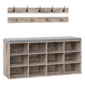 HOOBRO Shoe Storage Bench with Cushion, 39.4" L Entryway Bench with 12 Cubbies, Entryway Hall Tree with Storage, Shoe Cabinet with Coat Rack for Bedroom, Hallway, Holds up to 330 lb, BF112HX01G1
