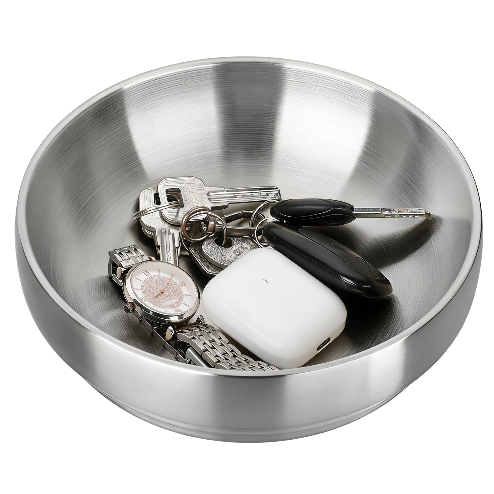 Key Bowl for Entryway Table Decorative Key Dish for Organizing Tabletop Catch All Bowl Gold Fruit Bowls for Kitchen Counter, Coffee Table,7.4 Inches
