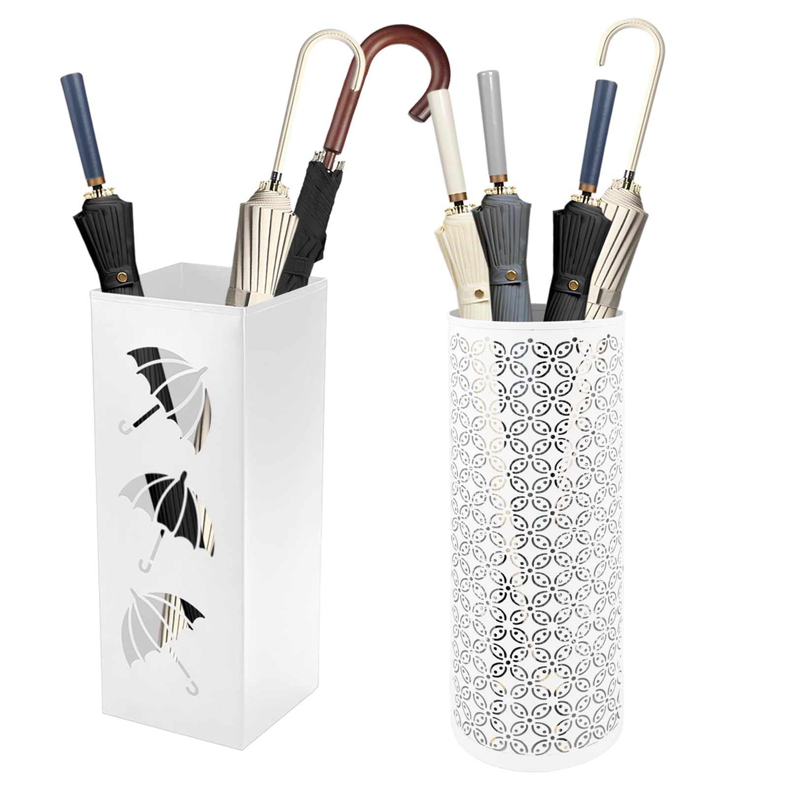 Metal Round Umbrella Stand Rack,Free Standing Umbrella Holder Bin, Canes Walking Sticks Holder for Entryway, Home, Office (Round)