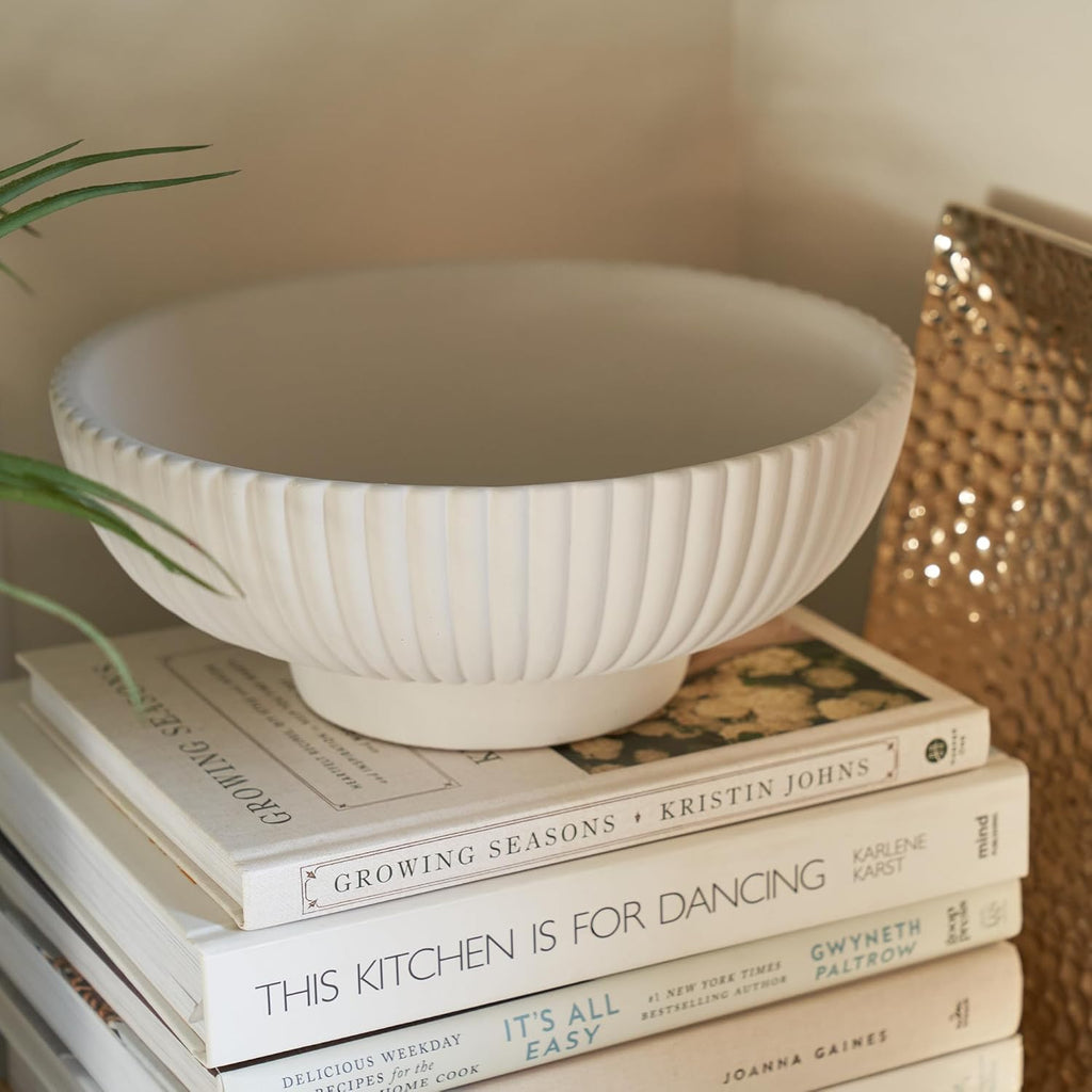 Decorative Concrete Fruit Bowl For Kitchen Counter Or Table Decor – Premium Quality Large Key Bowl Elevates Your Modern/Farmhouse Home Decoration, Showcasing Fruit or Seasonal Centerpieces in Style