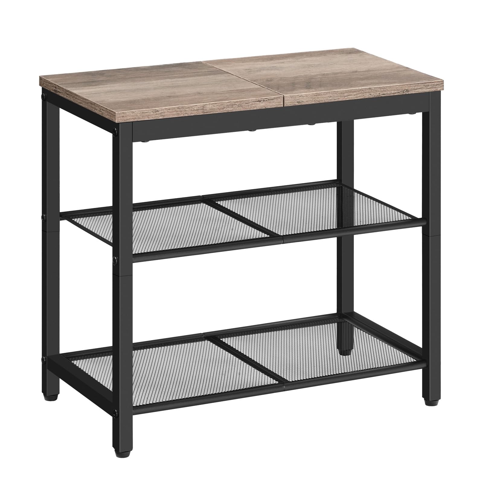 HOOBRO Shoe Bench, 3-Tier Shoe Rack, Industrial Shoe Organizer Storage Bench, 29.5 inches Entry Bench with Mesh Shelves, for Entryway, Living Room, Hallway, Easy Assembly, Rustic Brown BF75HX01