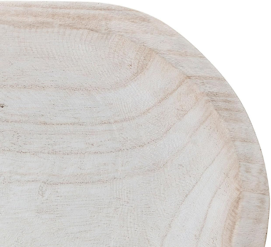 Bloomingville Hand-Carved Paulownia Wood Bowl with Whitewashed Finish