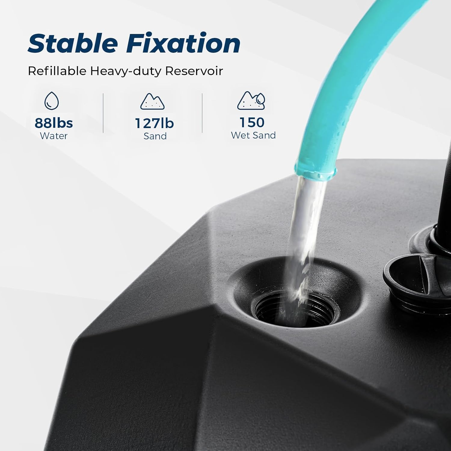 HOMSHADE H16 Patio Umbrella Stand Base with 5 Wheels - 127lbs Heavy Duty Rolling Weights Outdoor Market Umbrella Base, Refillable High-Density HDPE Materia Weights Stand for Outside Patio