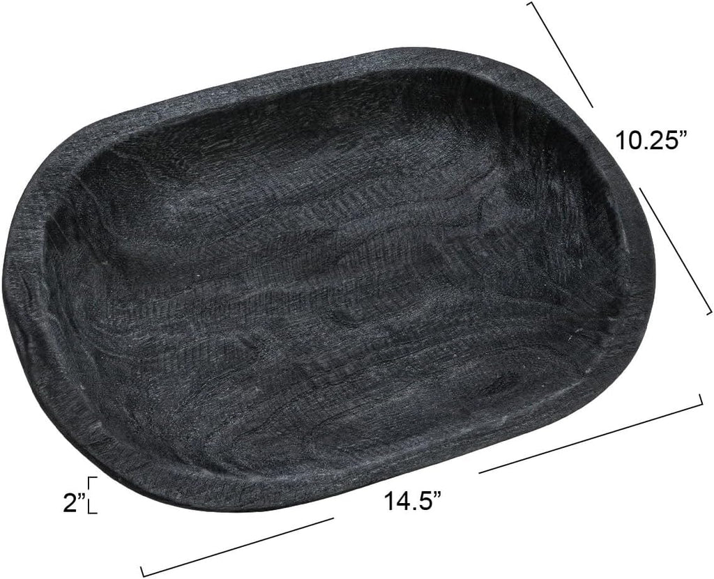 Bloomingville Hand-Carved Paulownia Wood Bowl, Black