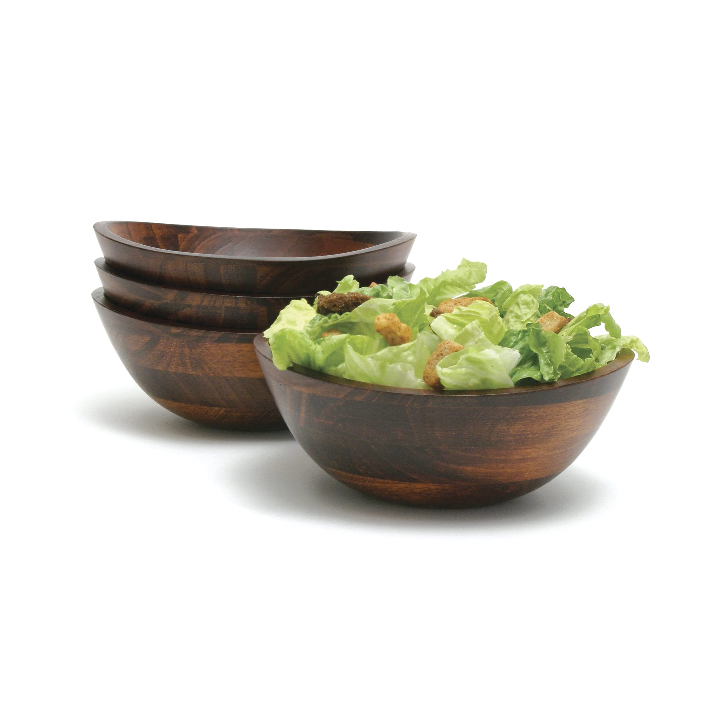 Lipper International Cherry Finished Wavy Rim Beechwood Serving Bowl for Fruits or Salads, Matte, Small, 7.5" x 7.25" x 3", Single Bowl, 30.43Fl oz