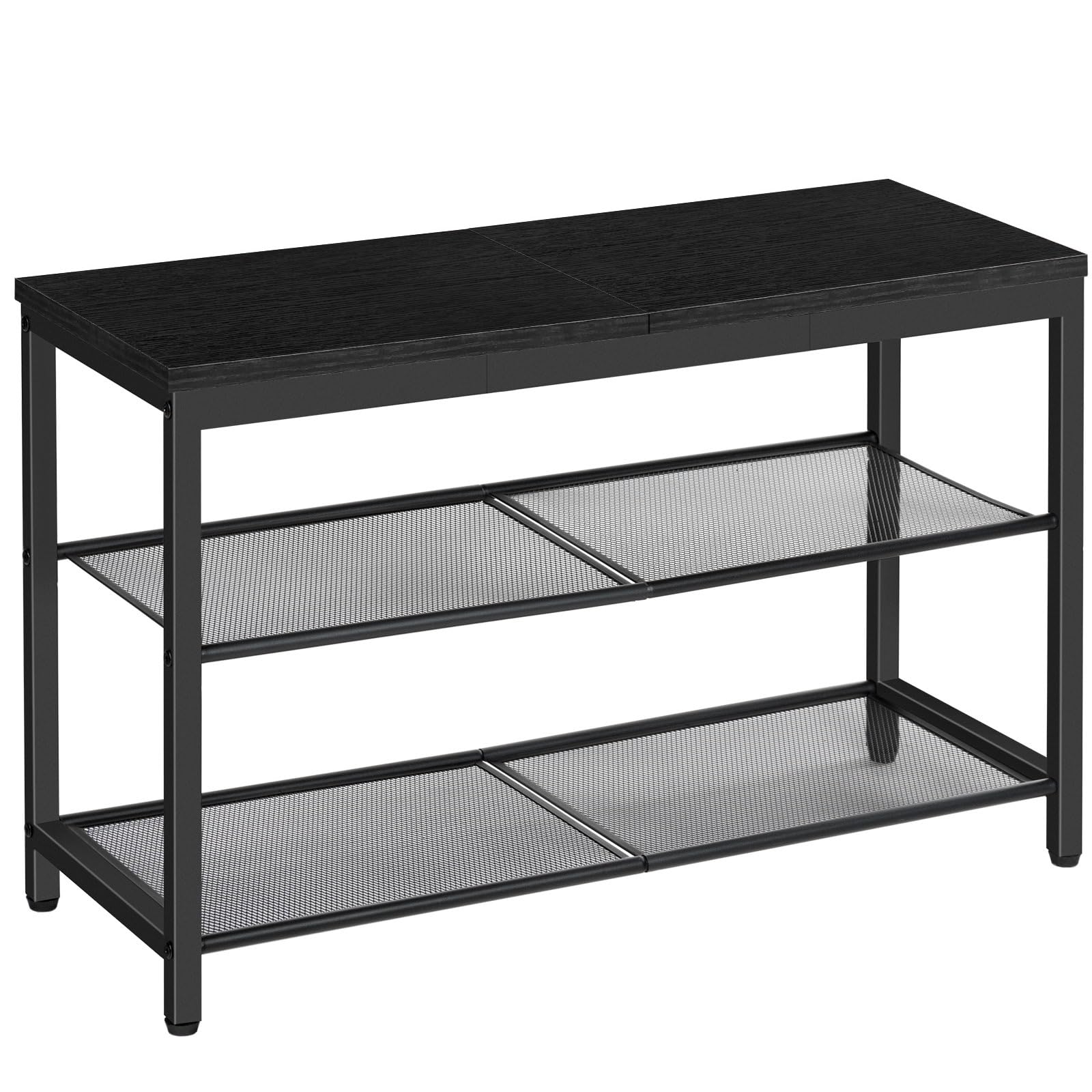 HOOBRO Shoe Bench, 3-Tier Shoe Rack, Industrial Shoe Organizer Storage Bench, 29.5 inches Entry Bench with Mesh Shelves, for Entryway, Living Room, Hallway, Easy Assembly, Rustic Brown BF75HX01