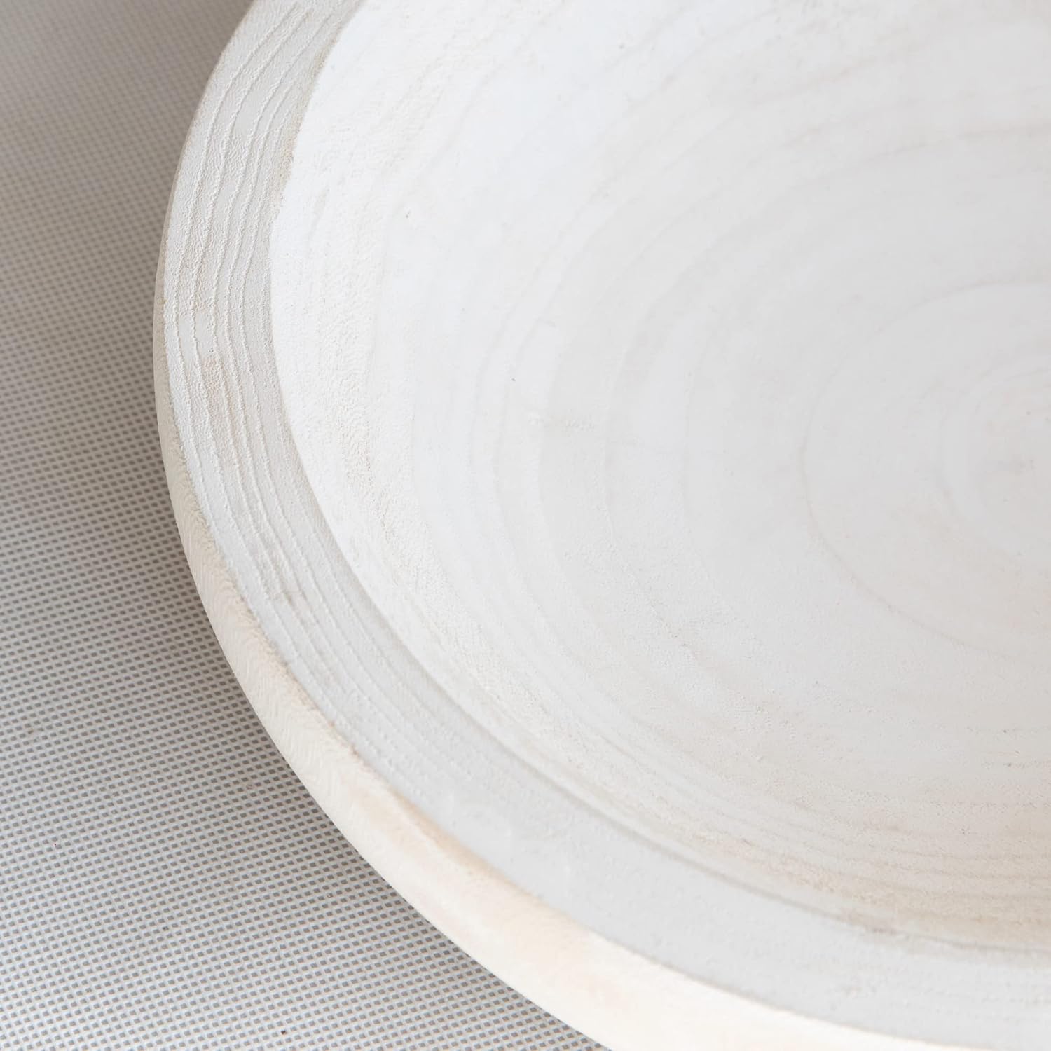 COLLECTIVE HOME - Paulownia Wood Hand Carved Tray, Fruit Snack Holder, Decorative Bowl, Rustic Home Decor Accessories for Coffee Table, Living Room, Wedding Centerpiece, 10" (washed white)