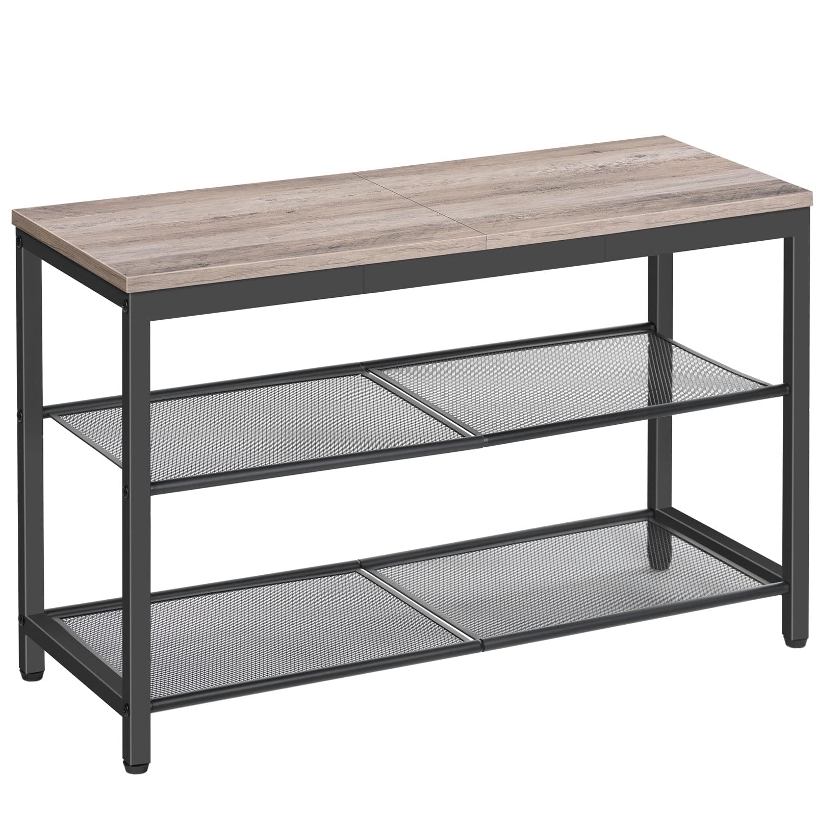 HOOBRO Shoe Bench, 3-Tier Shoe Rack, Industrial Shoe Organizer Storage Bench, 29.5 inches Entry Bench with Mesh Shelves, for Entryway, Living Room, Hallway, Easy Assembly, Rustic Brown BF75HX01