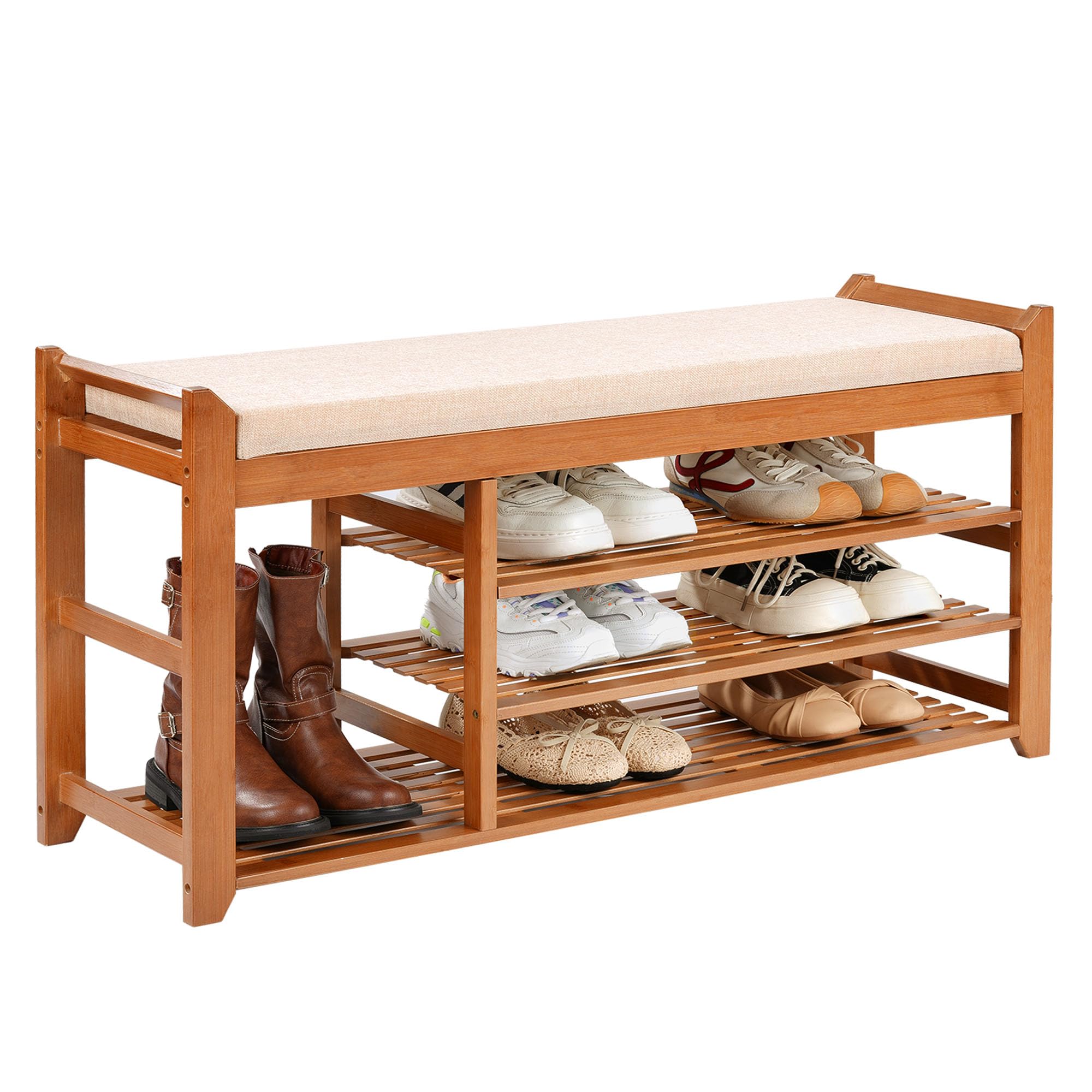 PETKABOO Shoe Rack for Front Door Entrance, 28” Entryway Bench with Coat Rack, Hall Tree Shoe Bench with Storage for Entry, Hallway, Bedroom, Living Room
