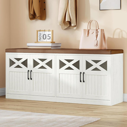 2-Tier Shoe Bench with Cushion