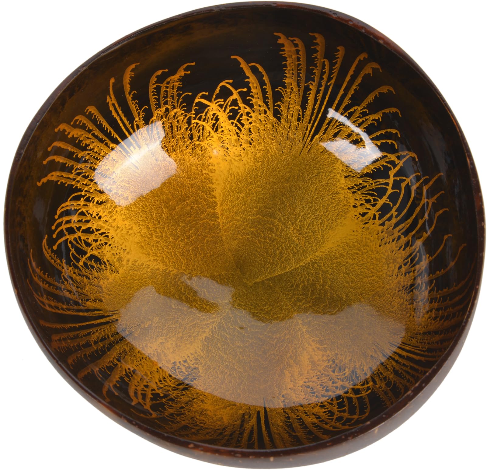 ChezMax Natural Coconut Bowl with Mother of Pearl Inlays - Key Bowl & Fruit Snack Holder (Blue-Gold)
