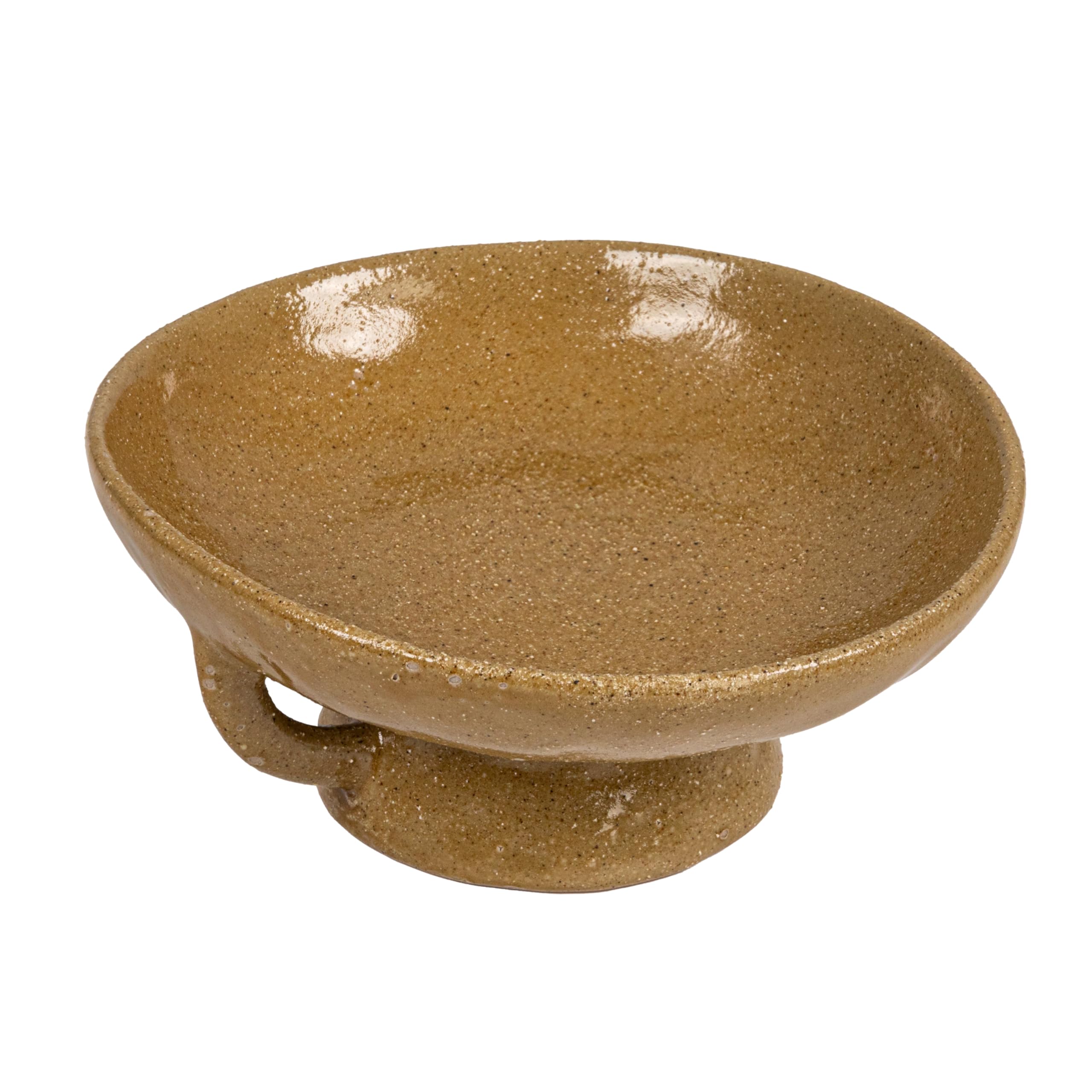 Creative Co-Op Stoneware Bowl with Handle and Base, Black Reactive Glaze