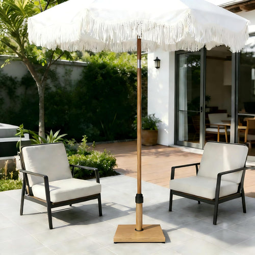 45lbs Patio Umbrella Base, Heavy Duty Fringe Umbrella Stand Pre-Filled Concrete, No Sand/Water Needed, Fits 6-12ft Market Umbrella, Wind-Resistant for Deck, Poolside, Balcony