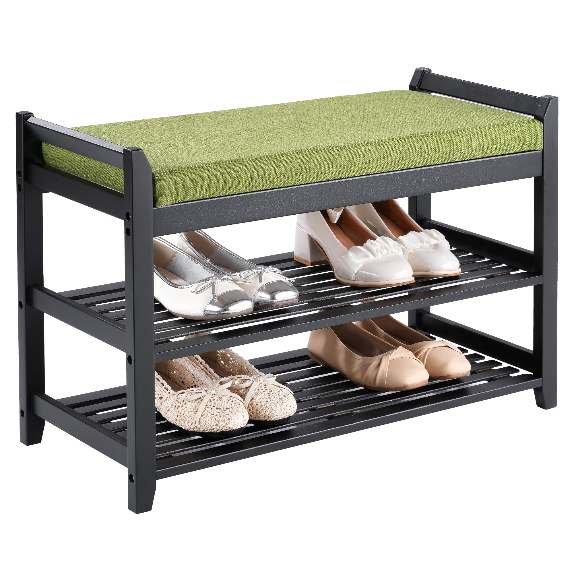 PETKABOO Shoe Rack for Front Door Entrance, 28” Entryway Bench with Coat Rack, Hall Tree Shoe Bench with Storage for Entry, Hallway, Bedroom, Living Room