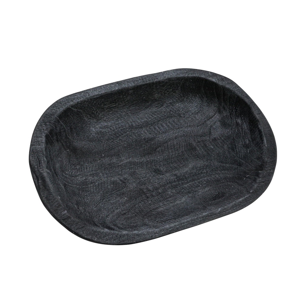 Bloomingville Hand-Carved Paulownia Wood Bowl with Whitewashed Finish