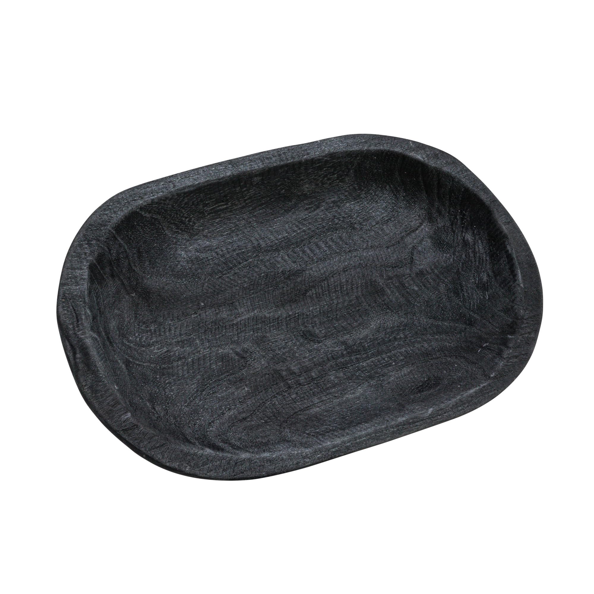 Bloomingville Hand-Carved Paulownia Wood Bowl with Whitewashed Finish