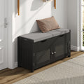 ChooChoo Shoe Storage Bench with Lift Top Storage, Entryway Bench with 2 Cushioned Seats, 3 Compartments, Adjustable Shelf, Shoe Cabinet for Entryway, Bedroom, Living Room, White