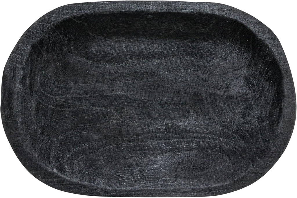 Bloomingville Hand-Carved Paulownia Wood Bowl, Black