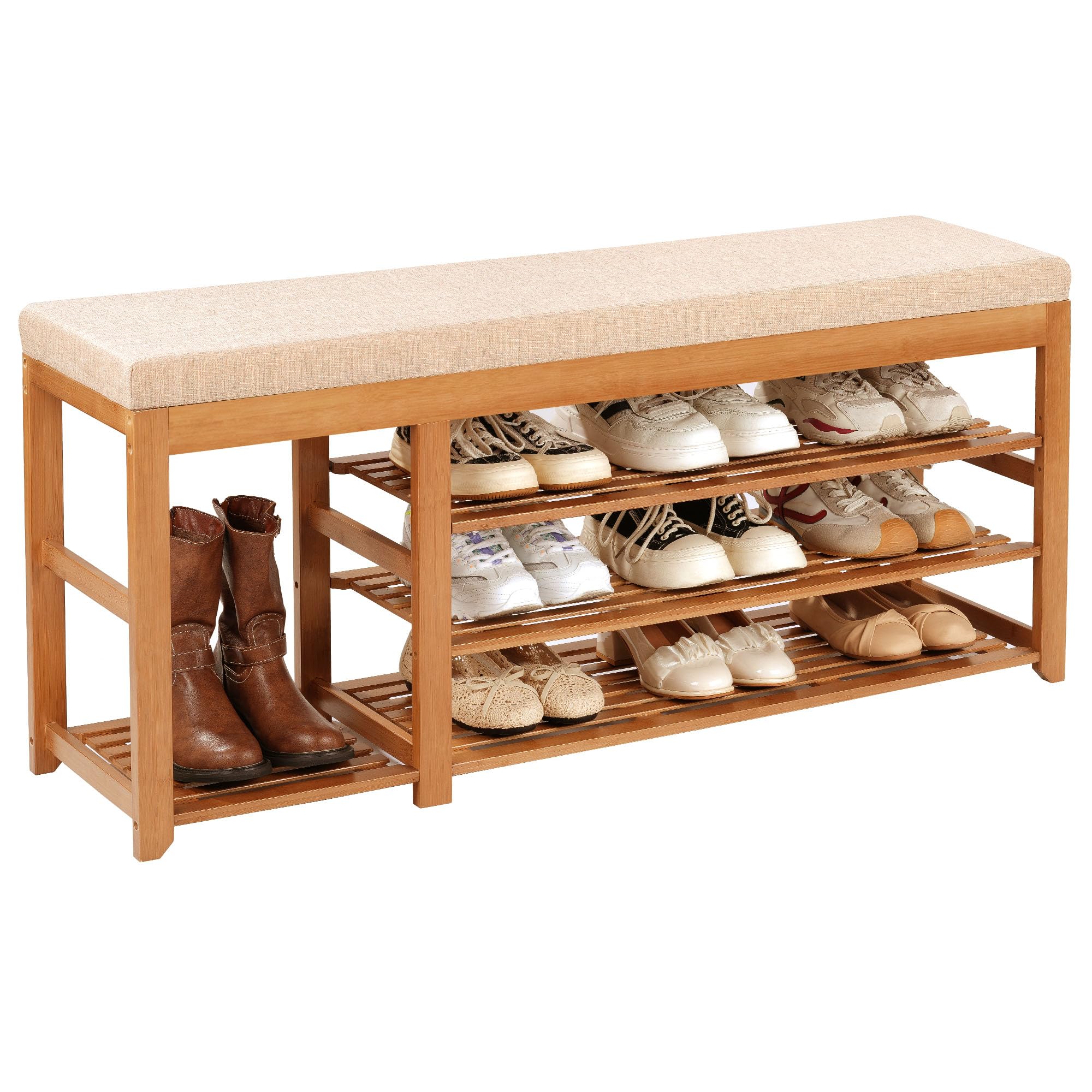 PETKABOO Shoe Rack for Front Door Entrance, 28” Entryway Bench with Coat Rack, Hall Tree Shoe Bench with Storage for Entry, Hallway, Bedroom, Living Room
