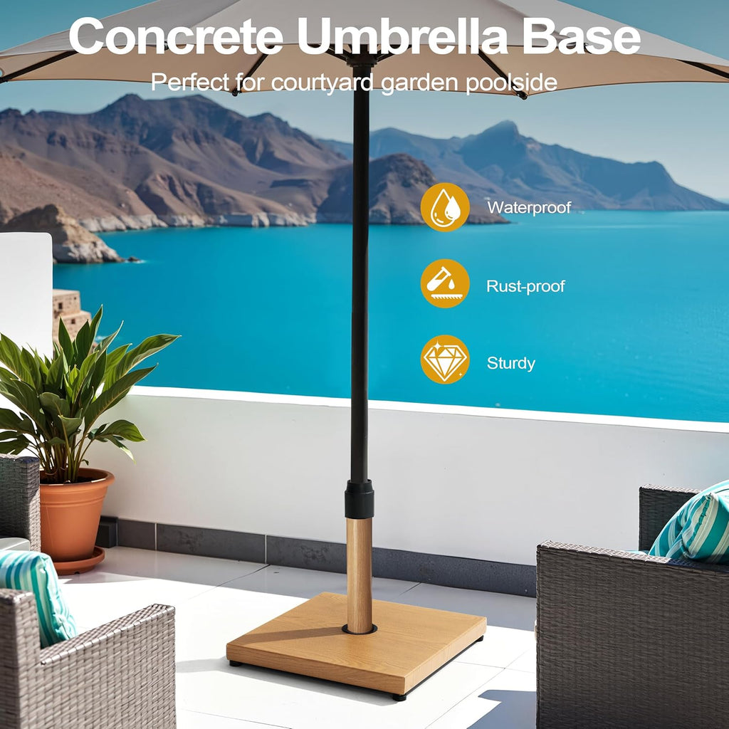 45lbs Patio Umbrella Base, Heavy Duty Fringe Umbrella Stand Pre-Filled Concrete, No Sand/Water Needed, Fits 6-12ft Market Umbrella, Wind-Resistant for Deck, Poolside, Balcony
