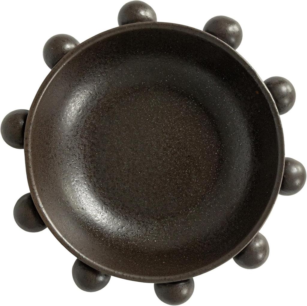 Bloomingville 9.75 Inches Stoneware Bowl with Orbs and Reactive Glaze, Black