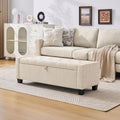 Huatean Home 48" Ottoman with Storage, Storage Ottoman Bench with Safety Hinge, Upholstered Entryway Bench with Seating for Bedroom, Living Room, Holds up to 330 lb, Beige
