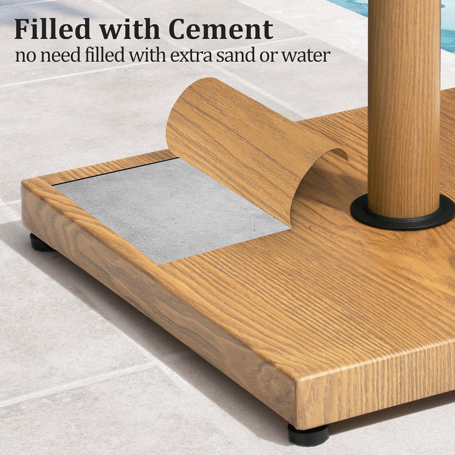 45lbs Patio Umbrella Base, Heavy Duty Fringe Umbrella Stand Pre-Filled Concrete, No Sand/Water Needed, Fits 6-12ft Market Umbrella, Wind-Resistant for Deck, Poolside, Balcony